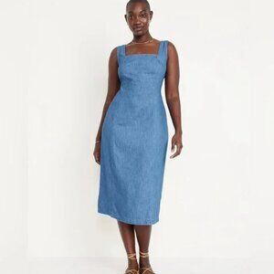Old Navy Medium Wash Jean Midi Dress Large, NWOT